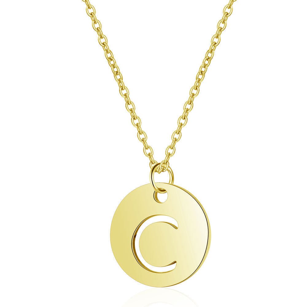 Initial Stylish Stainless Steel Pendant Necklace