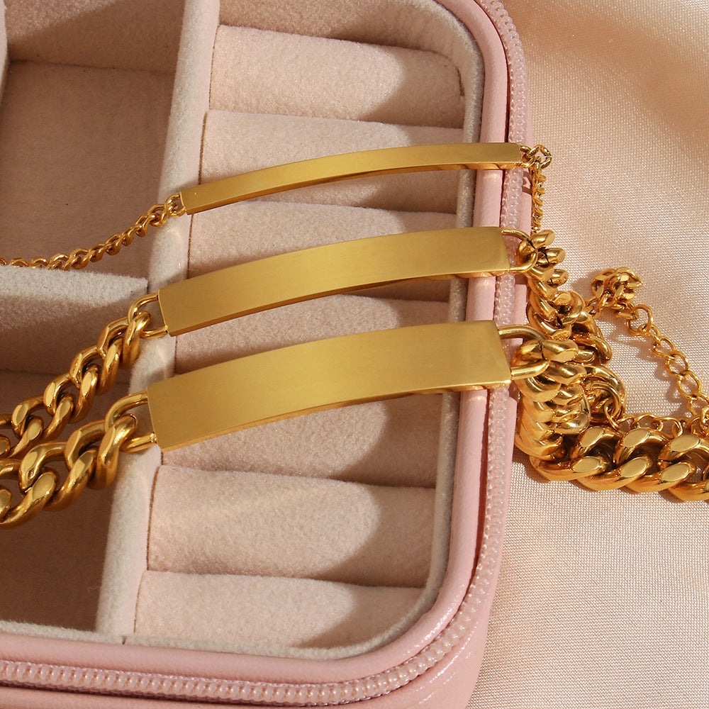 Geometric Cuban Link Chain Stainless Steel Curved Bracelet