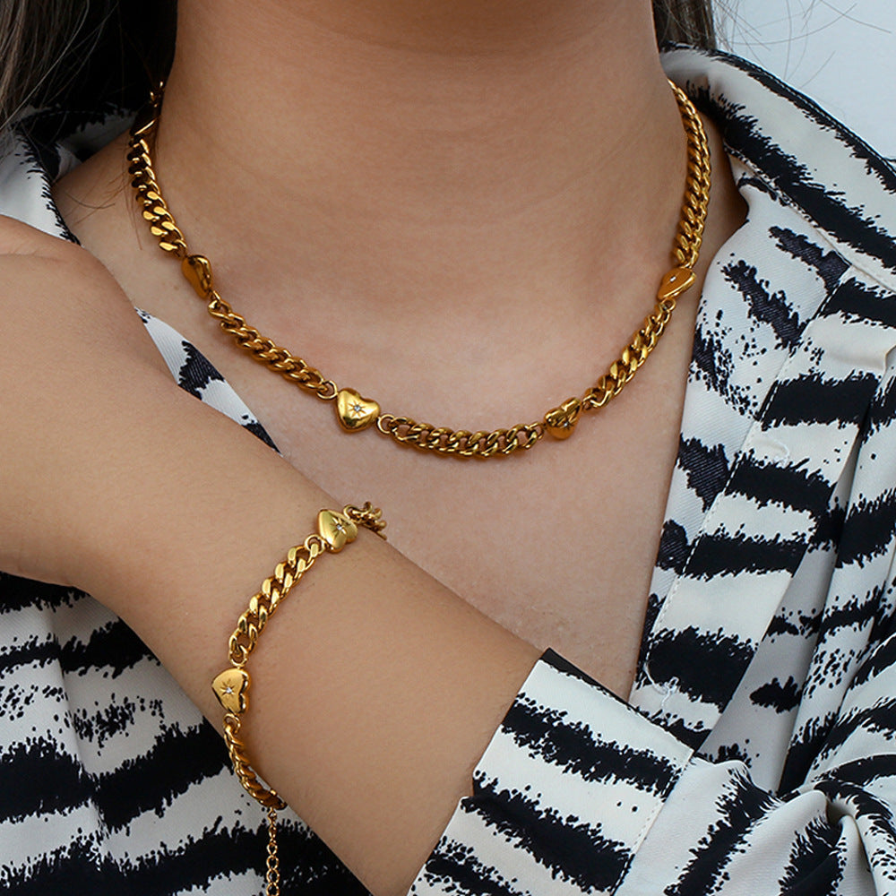 Stainless Steel Plated 18k Gold Cuban Chain Necklace