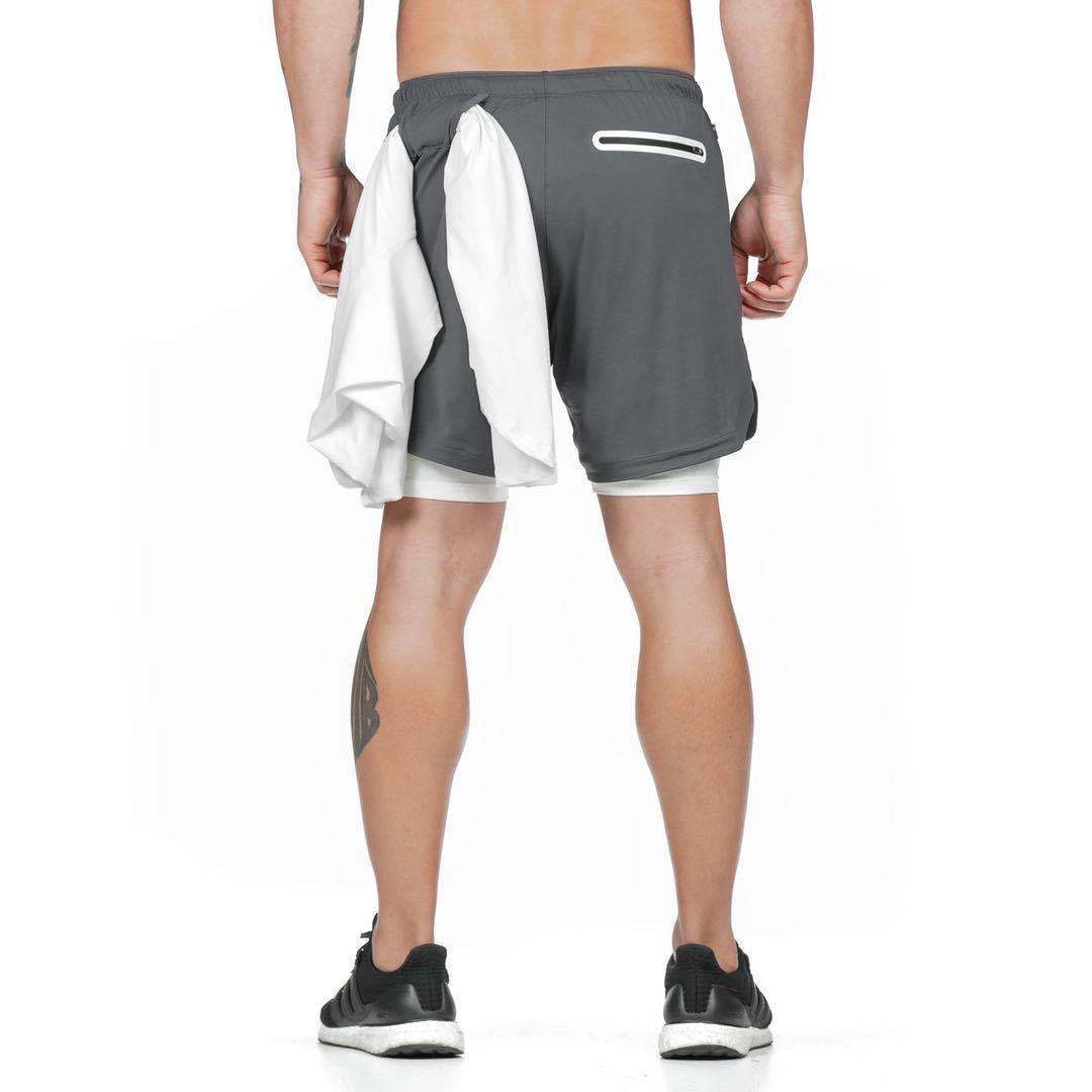 Running Shorts Men 2 In 1 Double-deck Quick Dry GYM Fitness Jogging Workout Pants