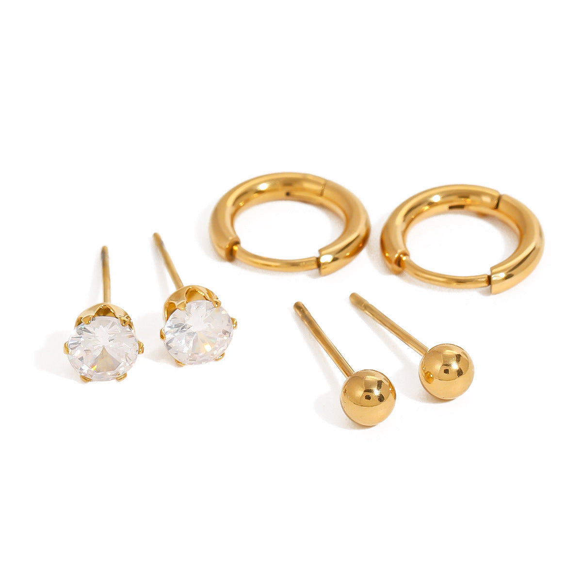 Three Pairs Of Stainless Steel Hoop Earrings For Women
