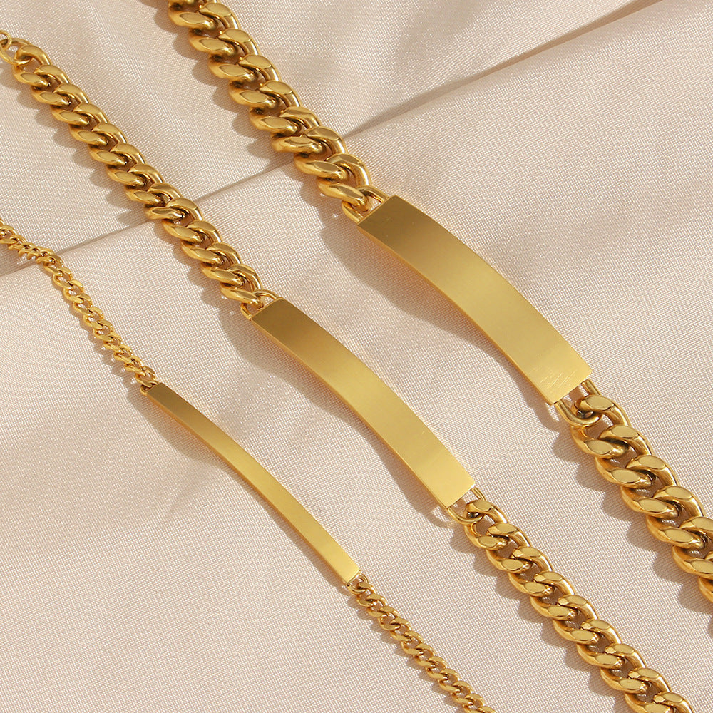 Geometric Cuban Link Chain Stainless Steel Curved Bracelet