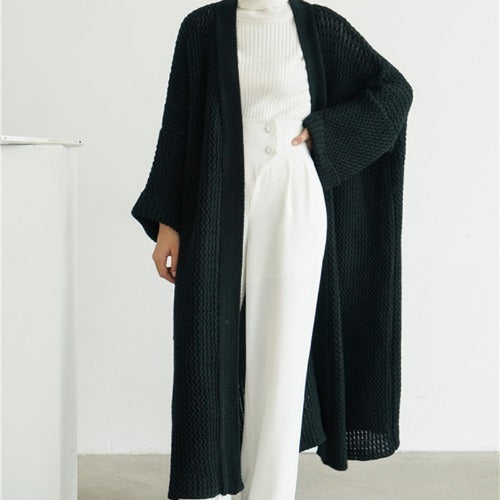 Loose length knit cardigan