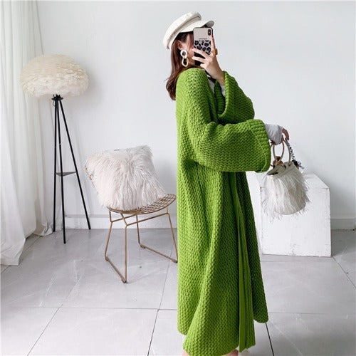 Loose length knit cardigan