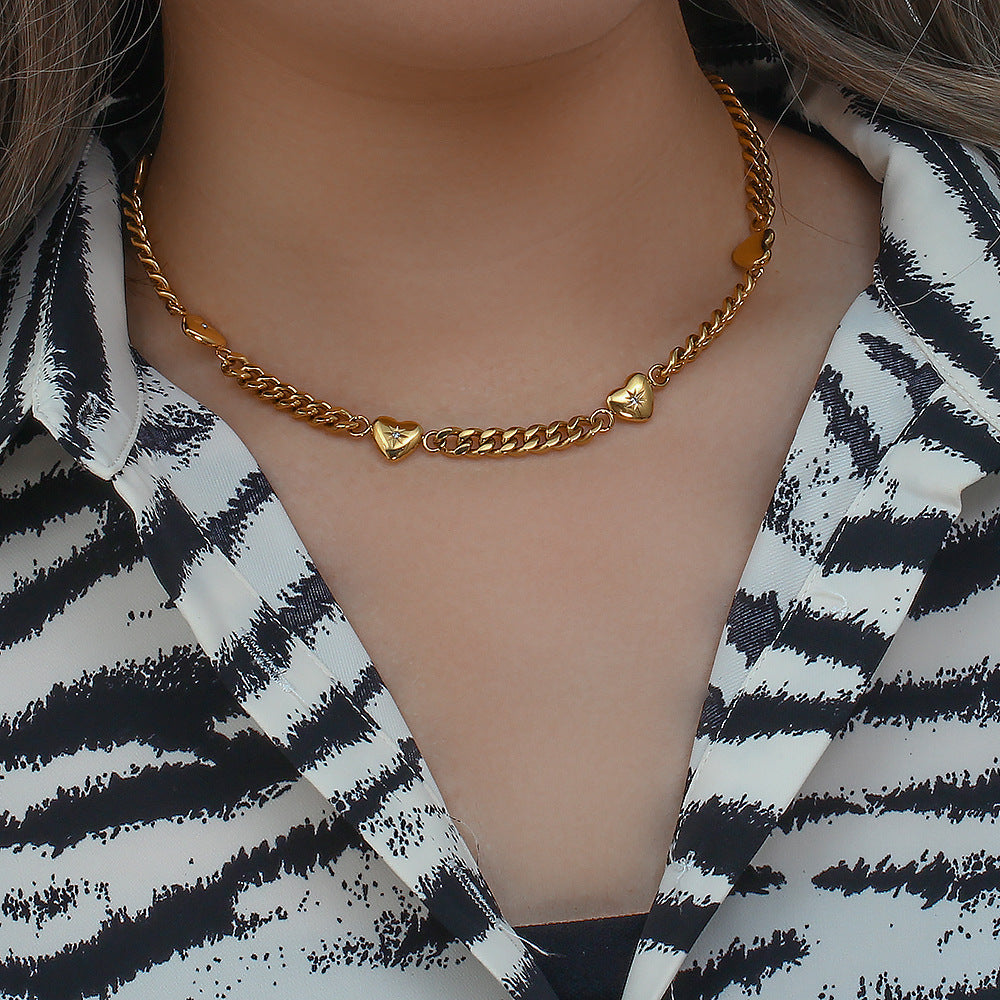 Stainless Steel Plated 18k Gold Cuban Chain Necklace