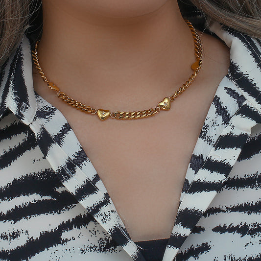 Stainless Steel Plated 18k Gold Cuban Chain Necklace