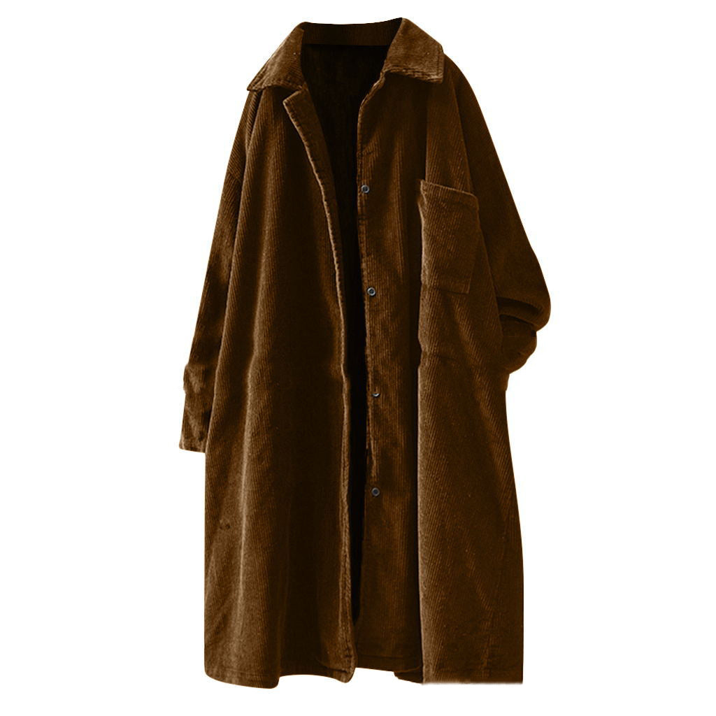 Simple Lapel Long Sleeve Mid-Length Trench Coat Women