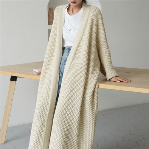 Loose length knit cardigan