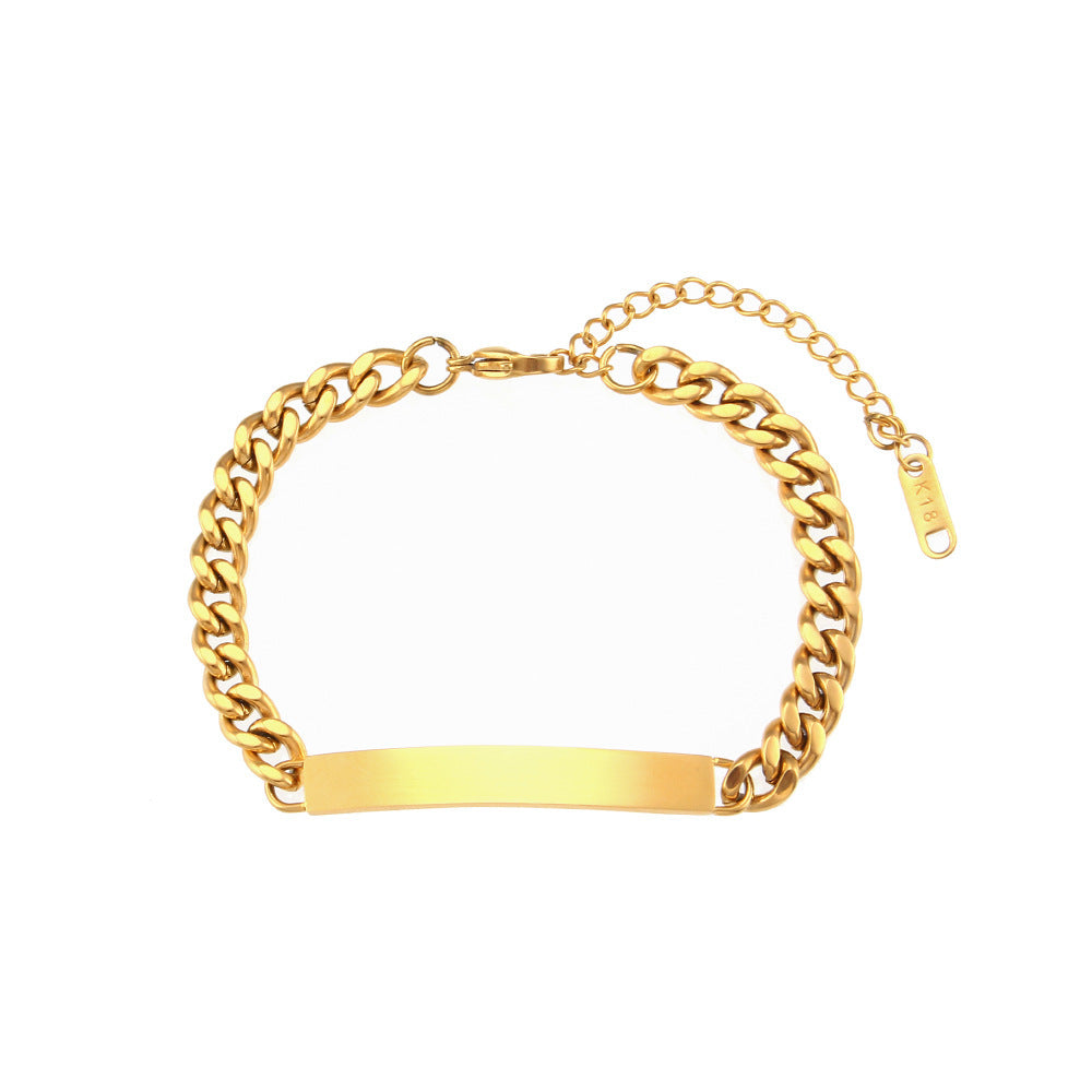 Geometric Cuban Link Chain Stainless Steel Curved Bracelet