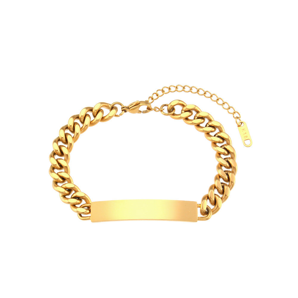 Geometric Cuban Link Chain Stainless Steel Curved Bracelet
