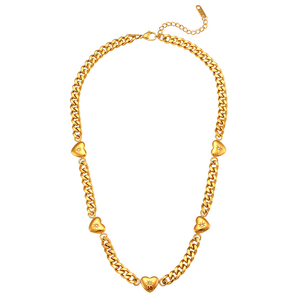 Stainless Steel Plated 18k Gold Cuban Chain Necklace