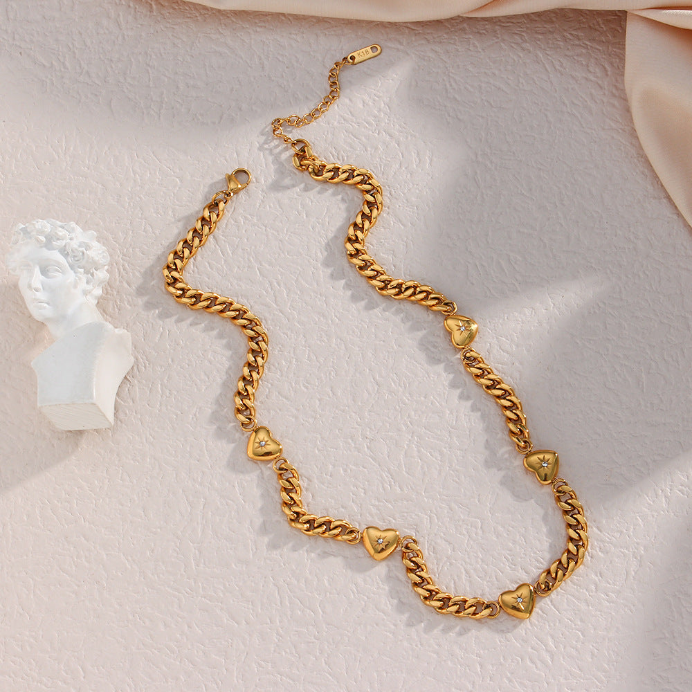 Stainless Steel Plated 18k Gold Cuban Chain Necklace