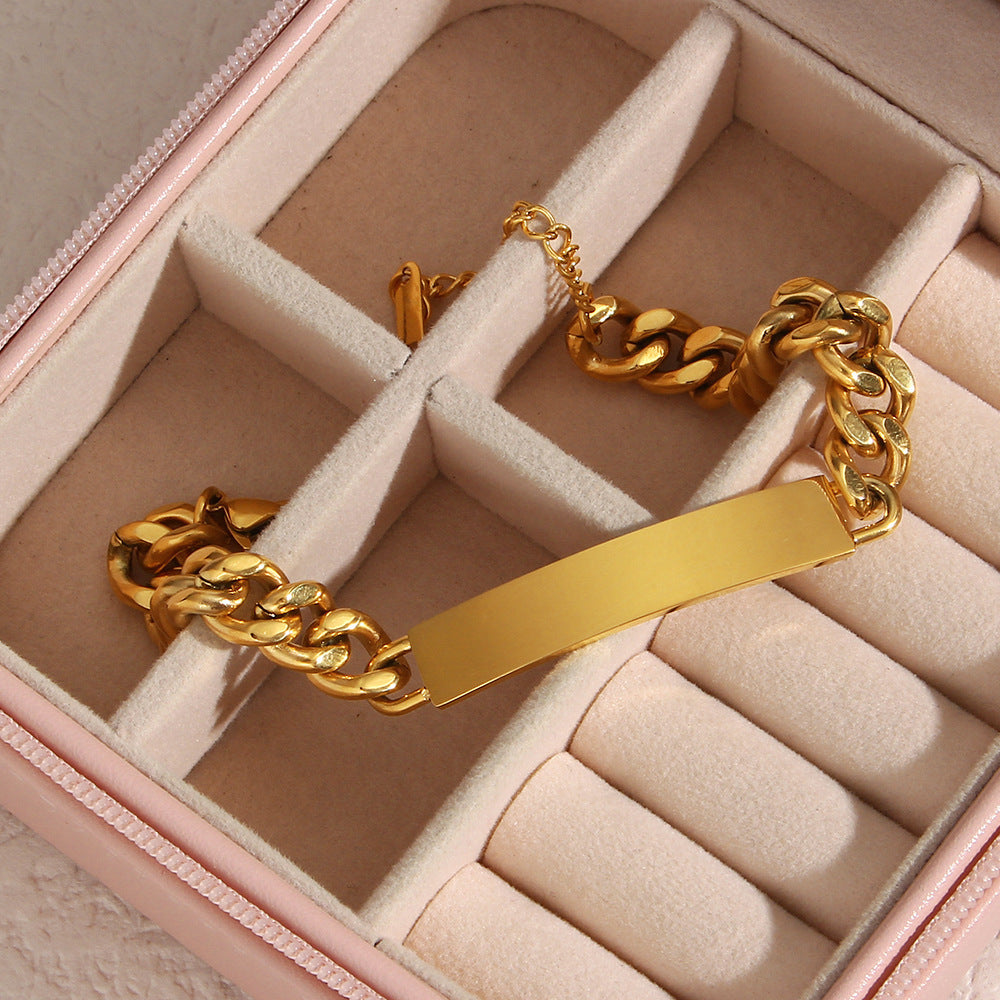 Geometric Cuban Link Chain Stainless Steel Curved Bracelet